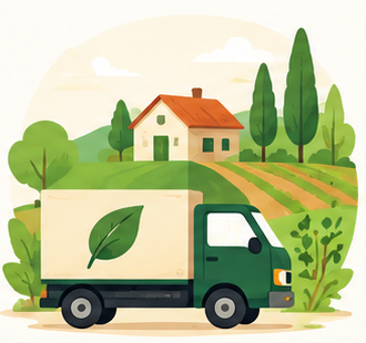 Delivery truck taking compost to farms and homes